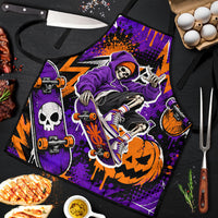 Halloween Skeleton Skateboarder Apron Graffiti Ghost Pumpkin Streetwear Graphic