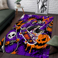 Halloween Skeleton Skateboarder Area Rug Graffiti Ghost Pumpkin Streetwear Graphic