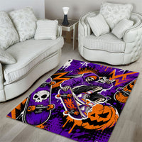 Halloween Skeleton Skateboarder Area Rug Graffiti Ghost Pumpkin Streetwear Graphic