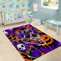 Halloween Skeleton Skateboarder Area Rug Graffiti Ghost Pumpkin Streetwear Graphic