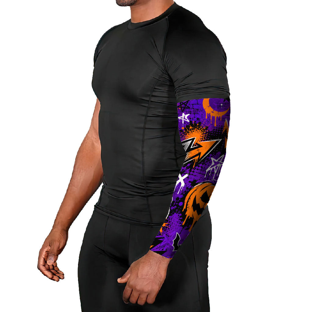 Halloween Skeleton Skateboarder Arm Sleeves Graffiti Ghost Pumpkin Streetwear Graphic