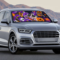 Halloween Skeleton Skateboarder Auto Sun Shade Graffiti Ghost Pumpkin Streetwear Graphic