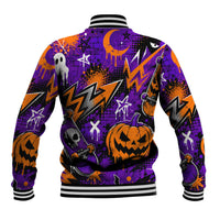 Halloween Skeleton Skateboarder Baseball Jacket Graffiti Ghost Pumpkin Streetwear Graphic