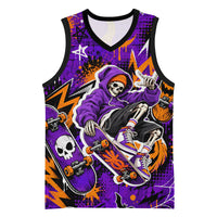 Halloween Skeleton Skateboarder Basketball Jersey Graffiti Ghost Pumpkin Streetwear Graphic