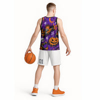 Halloween Skeleton Skateboarder Basketball Jersey Graffiti Ghost Pumpkin Streetwear Graphic