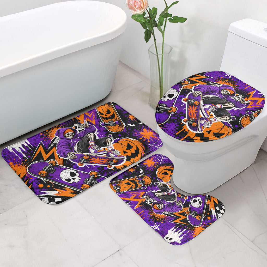 Halloween Skeleton Skateboarder Bathroom Set Graffiti Ghost Pumpkin Streetwear Graphic