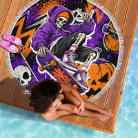 Halloween Skeleton Skateboarder Beach Blanket Graffiti Ghost Pumpkin Streetwear Graphic