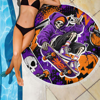 Halloween Skeleton Skateboarder Beach Blanket Graffiti Ghost Pumpkin Streetwear Graphic