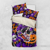 Halloween Skeleton Skateboarder Bedding Set Graffiti Ghost Pumpkin Streetwear Graphic
