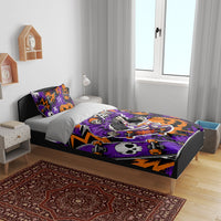 Halloween Skeleton Skateboarder Bedding Set Graffiti Ghost Pumpkin Streetwear Graphic
