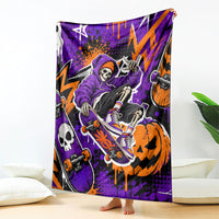 Halloween Skeleton Skateboarder Blanket Graffiti Ghost Pumpkin Streetwear Graphic