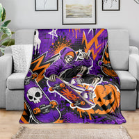 Halloween Skeleton Skateboarder Blanket Graffiti Ghost Pumpkin Streetwear Graphic