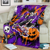 Halloween Skeleton Skateboarder Blanket Graffiti Ghost Pumpkin Streetwear Graphic