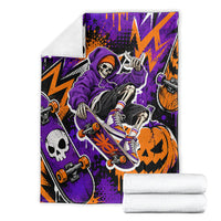 Halloween Skeleton Skateboarder Blanket Graffiti Ghost Pumpkin Streetwear Graphic