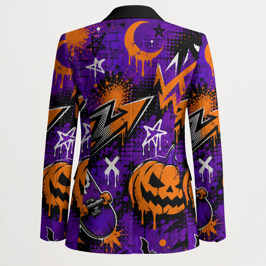 Halloween Skeleton Skateboarder Blazer Graffiti Ghost Pumpkin Streetwear Graphic