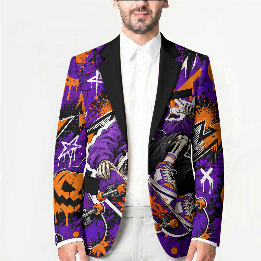 Halloween Skeleton Skateboarder Blazer Graffiti Ghost Pumpkin Streetwear Graphic