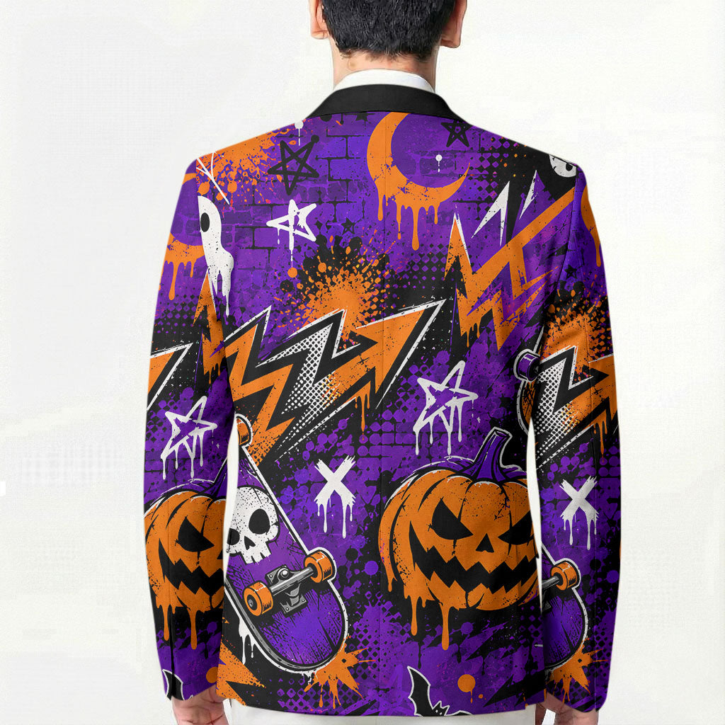Halloween Skeleton Skateboarder Blazer Graffiti Ghost Pumpkin Streetwear Graphic