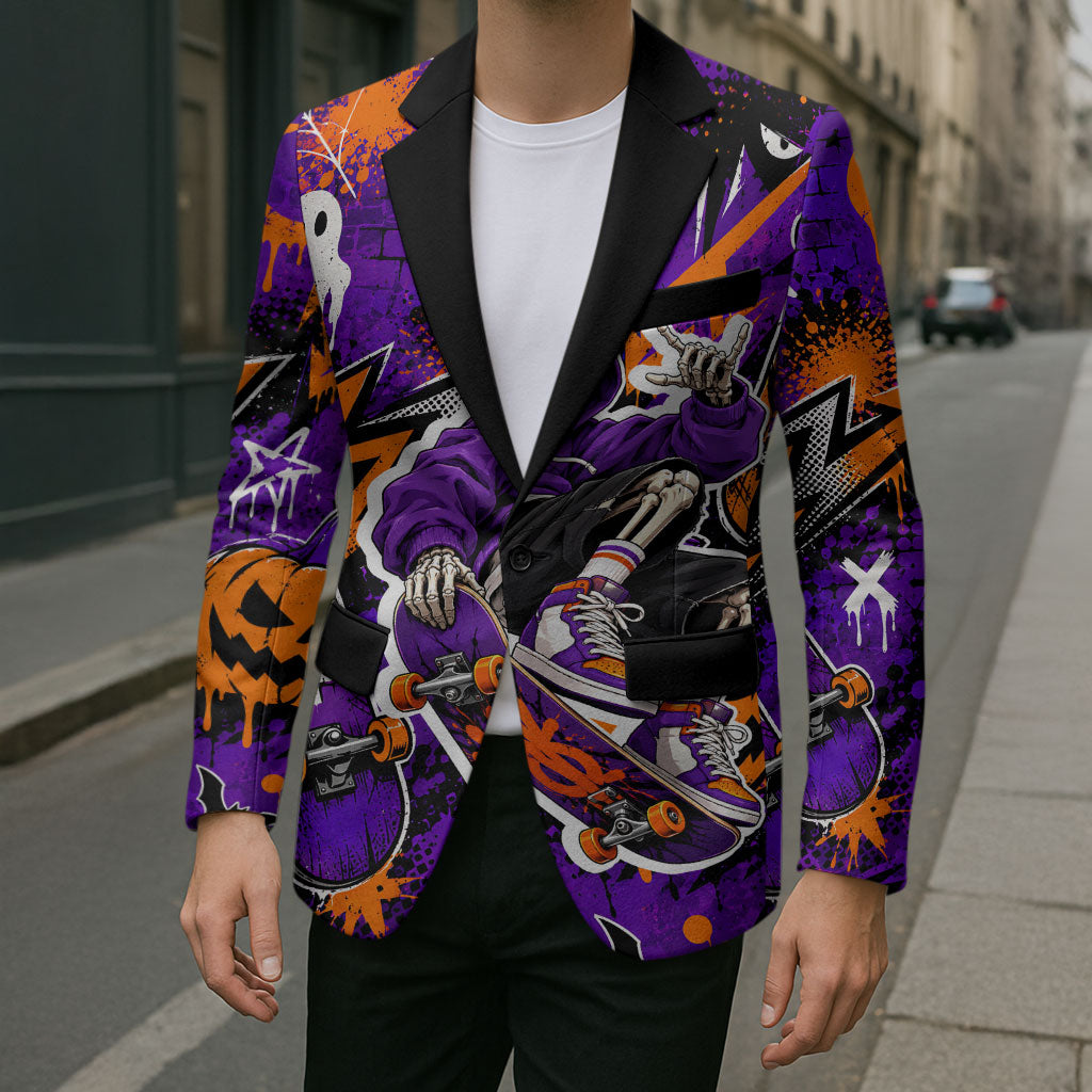 Halloween Skeleton Skateboarder Blazer Graffiti Ghost Pumpkin Streetwear Graphic