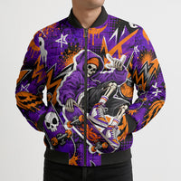 Halloween Skeleton Skateboarder Bomber Puffer Jacket Graffiti Ghost Pumpkin Streetwear Graphic