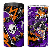 Halloween Skeleton Skateboarder 4 in 1 Can Cooler Tumbler Graffiti Ghost Pumpkin Streetwear Graphic