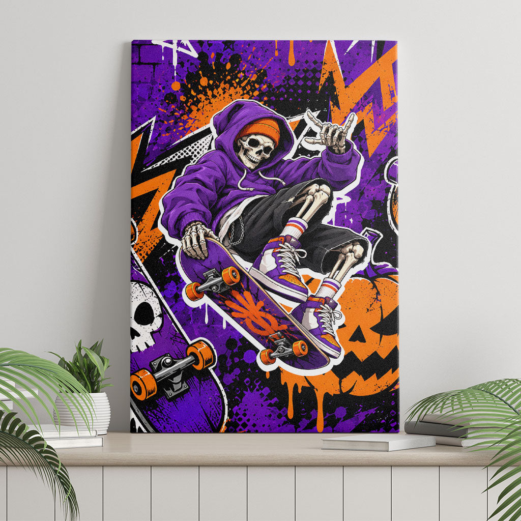 Halloween Skeleton Skateboarder Canvas Wall Art Graffiti Ghost Pumpkin Streetwear Graphic