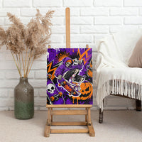 Halloween Skeleton Skateboarder Canvas Wall Art Graffiti Ghost Pumpkin Streetwear Graphic