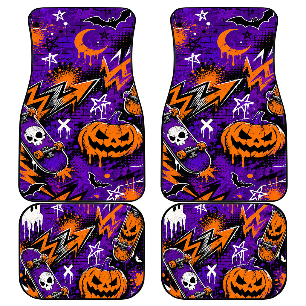 Halloween Skeleton Skateboarder Car Mats Graffiti Ghost Pumpkin Streetwear Graphic