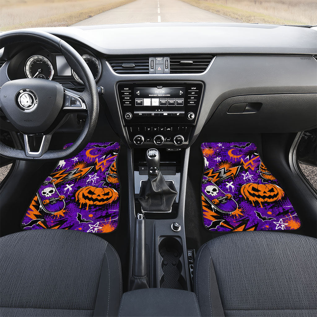 Halloween Skeleton Skateboarder Car Mats Graffiti Ghost Pumpkin Streetwear Graphic