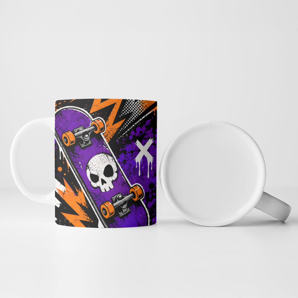 Halloween Skeleton Skateboarder Ceramic Mug Graffiti Ghost Pumpkin Streetwear Graphic