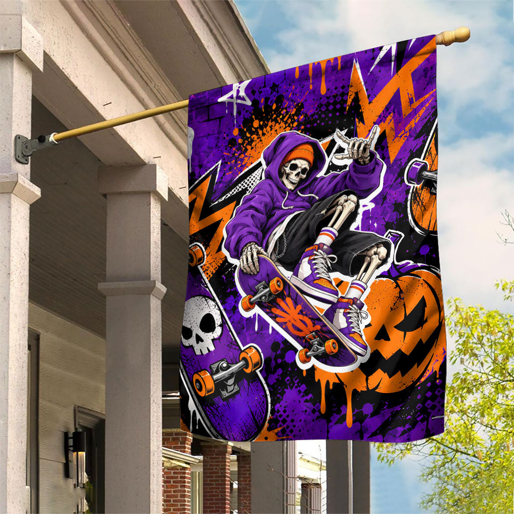 Halloween Skeleton Skateboarder Garden Flag Graffiti Ghost Pumpkin Streetwear Graphic