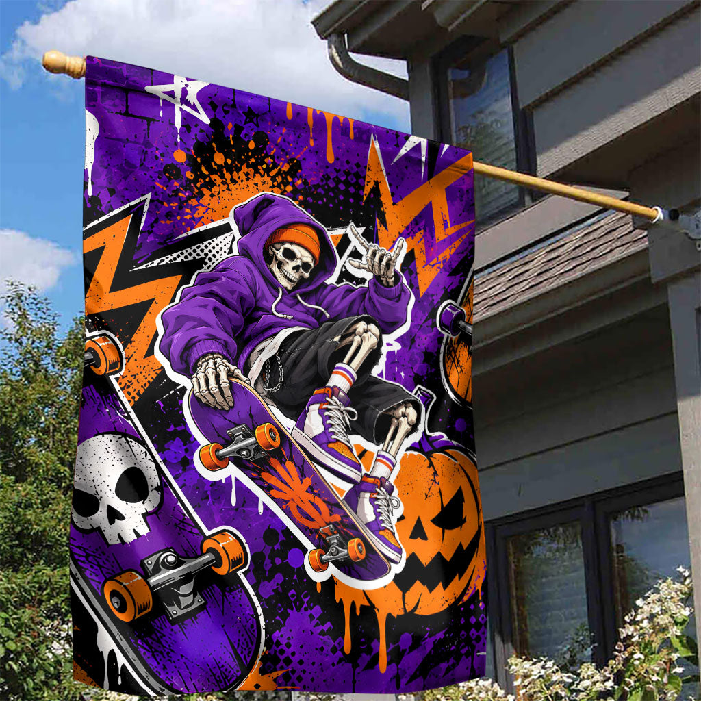 Halloween Skeleton Skateboarder Garden Flag Graffiti Ghost Pumpkin Streetwear Graphic