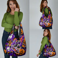 Halloween Skeleton Skateboarder Grocery Bag Graffiti Ghost Pumpkin Streetwear Graphic
