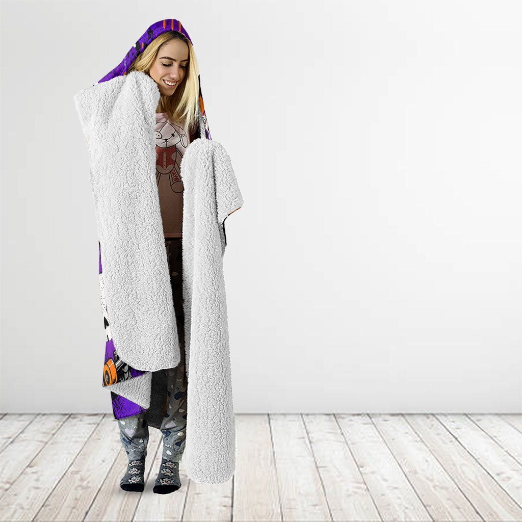 Halloween Skeleton Skateboarder Hooded Blanket Graffiti Ghost Pumpkin Streetwear Graphic
