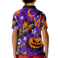 Halloween Skeleton Skateboarder Kid Polo Shirt Graffiti Ghost Pumpkin Streetwear Graphic