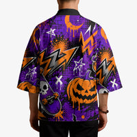 Halloween Skeleton Skateboarder Kimono Graffiti Ghost Pumpkin Streetwear Graphic