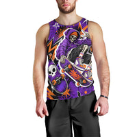 Halloween Skeleton Skateboarder Men Tank Top Graffiti Ghost Pumpkin Streetwear Graphic