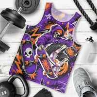 Halloween Skeleton Skateboarder Men Tank Top Graffiti Ghost Pumpkin Streetwear Graphic