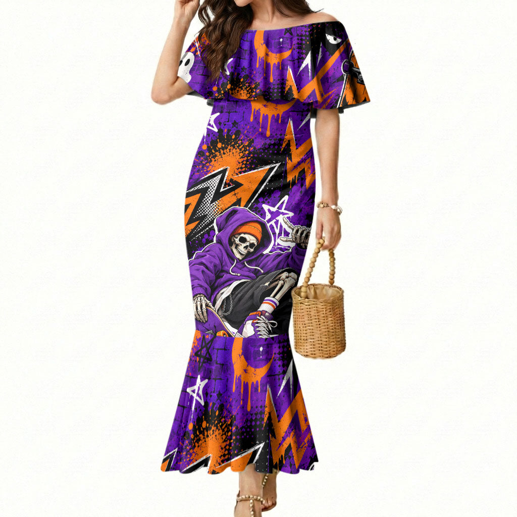 Halloween Skeleton Skateboarder Mermaid Dress Graffiti Ghost Pumpkin Streetwear Graphic