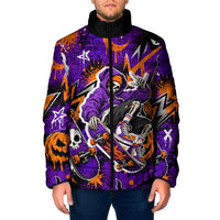 Halloween Skeleton Skateboarder Padded Jacket Graffiti Ghost Pumpkin Streetwear Graphic
