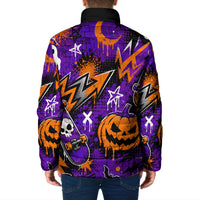 Halloween Skeleton Skateboarder Padded Jacket Graffiti Ghost Pumpkin Streetwear Graphic