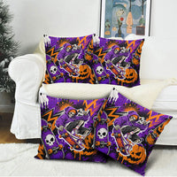 Halloween Skeleton Skateboarder Pillow Cover Graffiti Ghost Pumpkin Streetwear Graphic