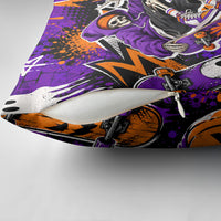 Halloween Skeleton Skateboarder Pillow Cover Graffiti Ghost Pumpkin Streetwear Graphic