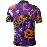 Halloween Skeleton Skateboarder Polo Shirt Graffiti Ghost Pumpkin Streetwear Graphic