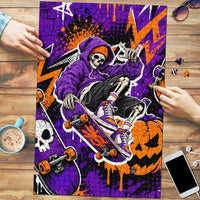 Halloween Skeleton Skateboarder Puzzle Graffiti Ghost Pumpkin Streetwear Graphic