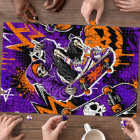 Halloween Skeleton Skateboarder Puzzle Graffiti Ghost Pumpkin Streetwear Graphic