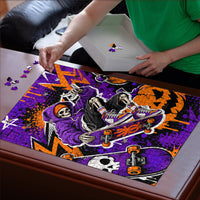 Halloween Skeleton Skateboarder Puzzle Graffiti Ghost Pumpkin Streetwear Graphic