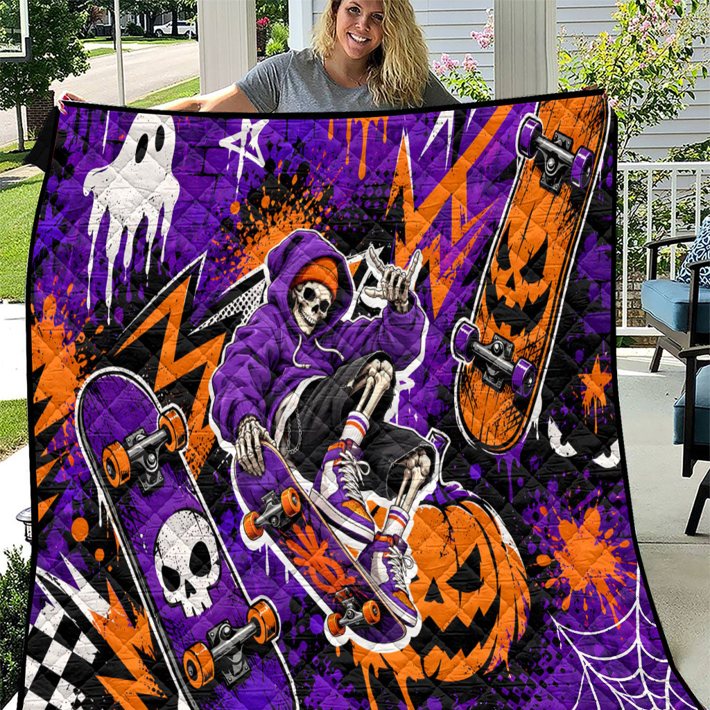Halloween Skeleton Skateboarder Quilt Graffiti Ghost Pumpkin Streetwear Graphic