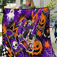 Halloween Skeleton Skateboarder Quilt Graffiti Ghost Pumpkin Streetwear Graphic