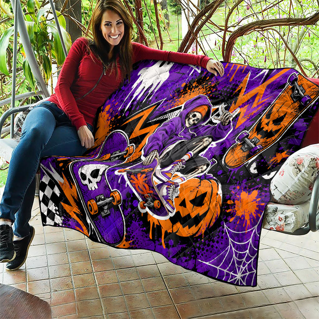 Halloween Skeleton Skateboarder Quilt Graffiti Ghost Pumpkin Streetwear Graphic