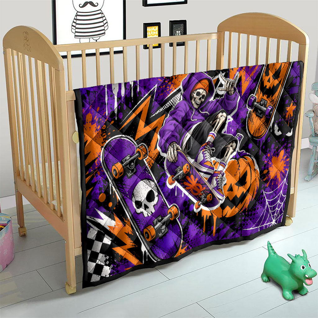 Halloween Skeleton Skateboarder Quilt Graffiti Ghost Pumpkin Streetwear Graphic